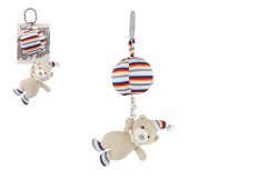 Plyšový medvídek s balónkem 30 cm, závěs na postýlku/kočárek, hrací strojek