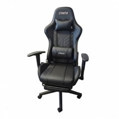 Herní masážní židle černá s podnožkou