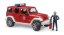 Bruder 2528 Jeep Wrangler Rubicon hasičský s figurkou a příslušenstvím