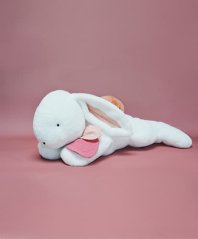 Doudou Plyšový králík s tmavě růžovou bambulkou 80 cm