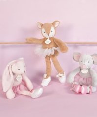 Doudou Dárková sada - Plyšová hračka myška šedá balerína 30 cm