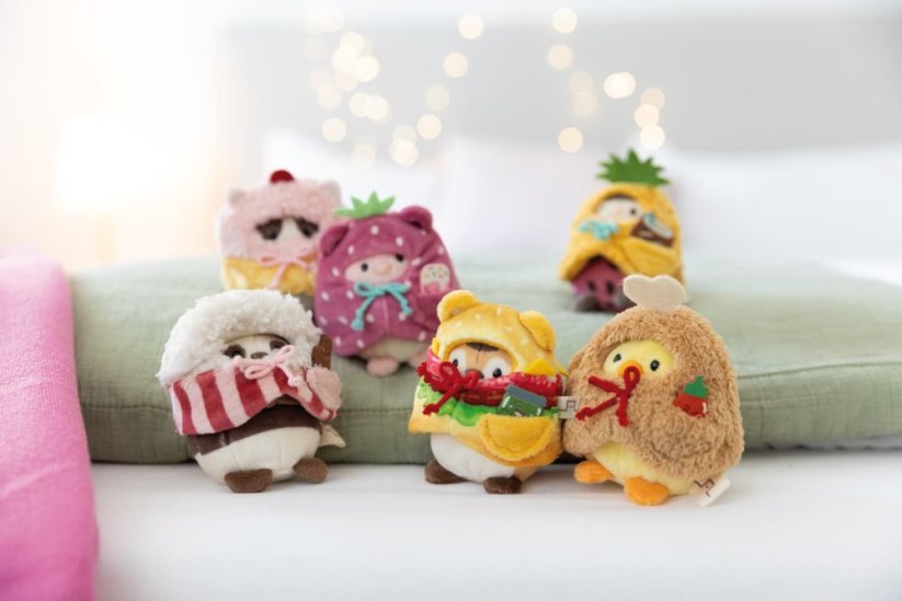 NICI plyš MyMochi Panda Kono 8 cm v kostýmu popcorn s čokoládou,set dárkové bal.