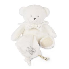 Doudou Dárková sada Plyšový medvídek s dečkou 30 cm béžový