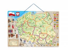 Magnetická mapa Polska s obrázky a společenská hra 3v1