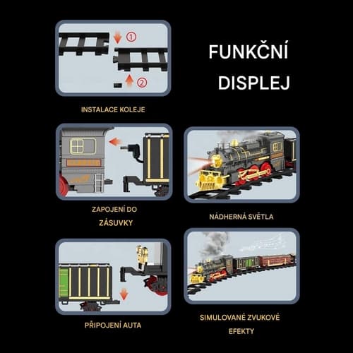 Parní vlak se světlem a zvuky