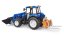 Bruder 2187 New Holland T5.120 s čelním nakladačem, korbou, vidlemi a kulatými balíky