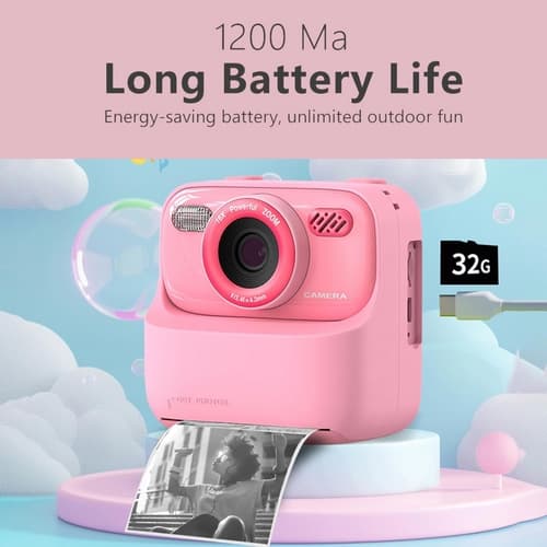 Růžový foťák s termotiskem + 32GB karta zdarma