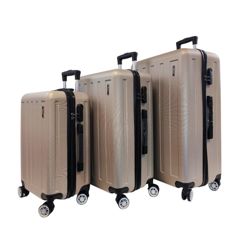 Bavy Cestovní kufr skořepinový Gold beige - set 3 ks
