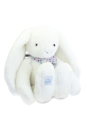 Doudou Plyšový bílý králík s šátkem  50 cm