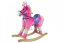 Kůň houpací růžový plyš na baterie 71cm se zvukem a pohybem