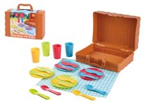 Piknikový košík se sadou nádobí plast 22ks 24x18x8cm 24m+