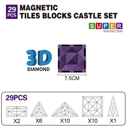 Magnetická stavebnice Diamantový zámek 29 ks