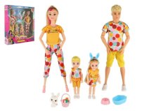 Panenka s panáčkem 30cm s dětmi 2ks - rodina plast s doplňky