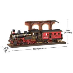 RoboTime 3D dřevěná skládačka Vintage parní lokomotiva