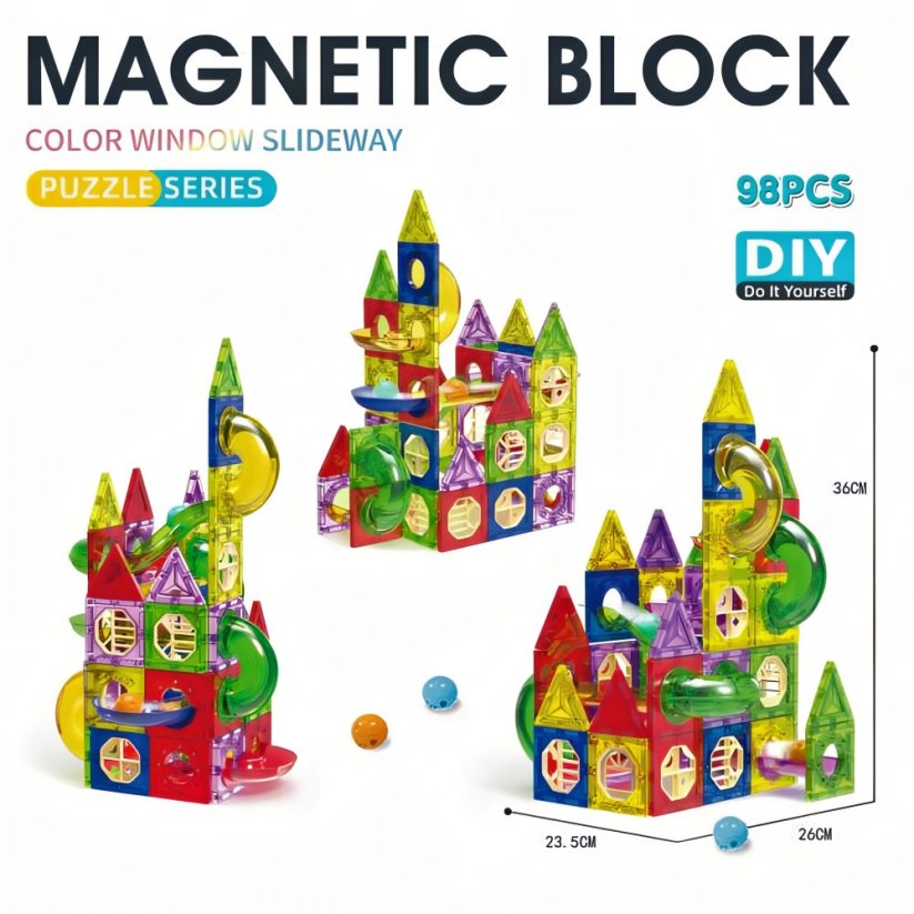 Magnetická stavebnice Věž s domečky 98 ks