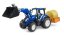 Bruder 2187 New Holland T5.120 s čelním nakladačem, korbou, vidlemi a kulatými balíky