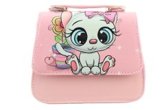 Růžová kabelka s kočičkou a kytičkou