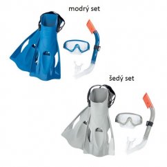 Šnorchlovací set Bestway - ploutve, brýle, šnorchl (šedý/modrý)
