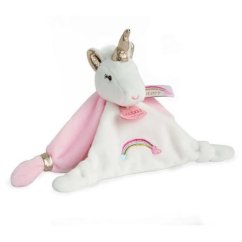 Doudou Dárková sada - plyšový muchláček jednorožec růžový 20 cm