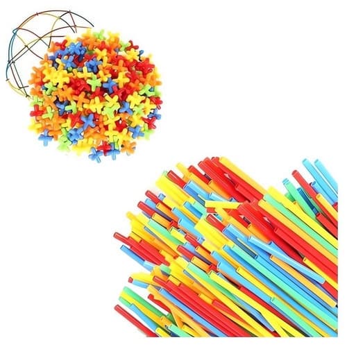 Stavebnice kreativní - stavění ze slámek 408 dílků