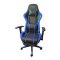 Herní masážní židle modrá s podnožkou